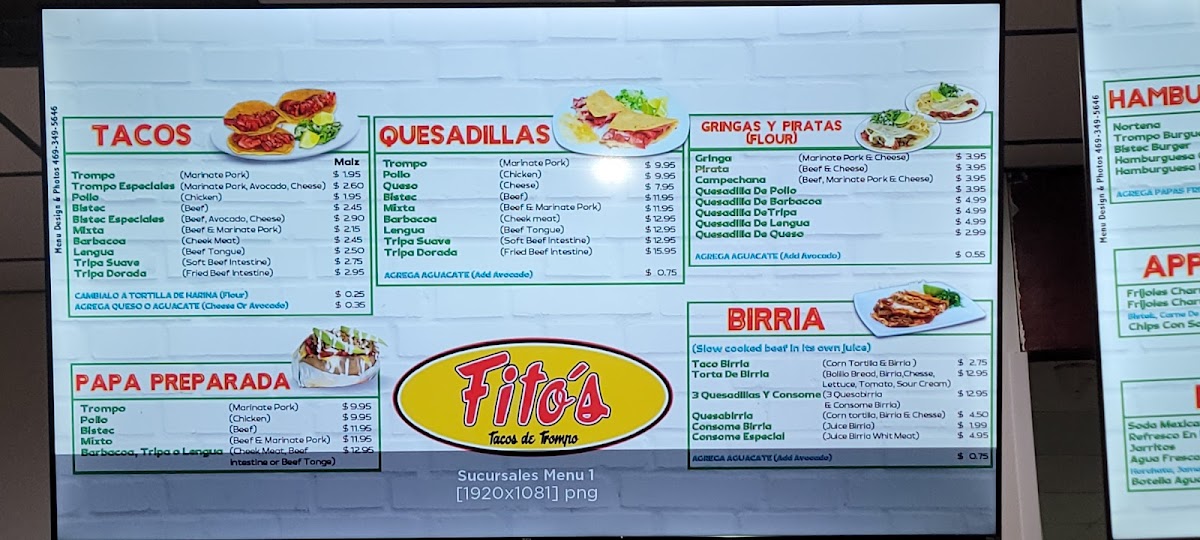 Fito's Tacos De Trompo Menu - Image 3